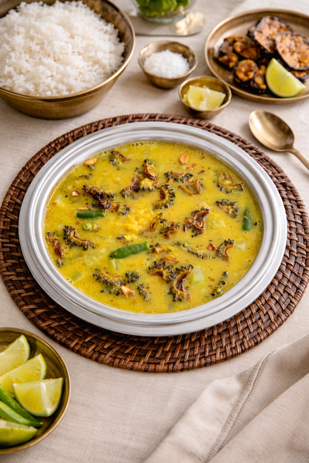 Bengali Ucche Lau Diye Mung Dal (Bitter Gourd and Bottle Gourd with Mung&nbsp;Dal)