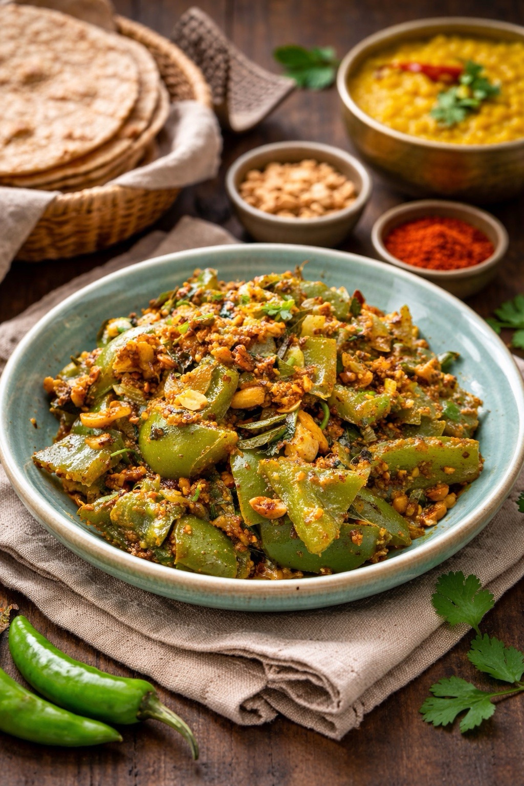 Capsicum Masala (Peanut-Spiced Bell Pepper Stir&nbsp;Fry)